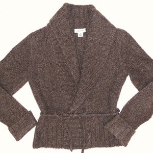 CALVIN KLEIN BROWN WRAP SWEATER, Size Medium